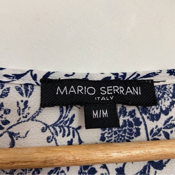 MARIO Serrani blue white midi dress bohemian lightweight floral pattern medium - Picture 5 of 13